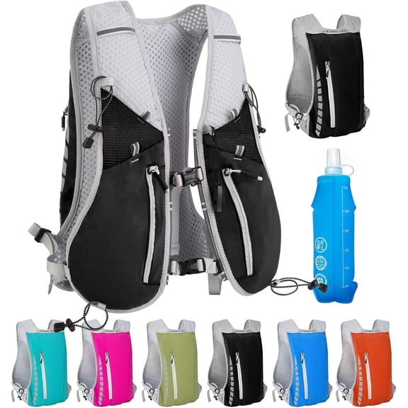 Hydration Running Vest for Women Men,Lightweight Breathable Reflective Hydration Pack with 500ml Water Bottle,Hydration Vest Pack Backpack for Hiking,Camping,Trail Running,Cycling,Race,Marathon