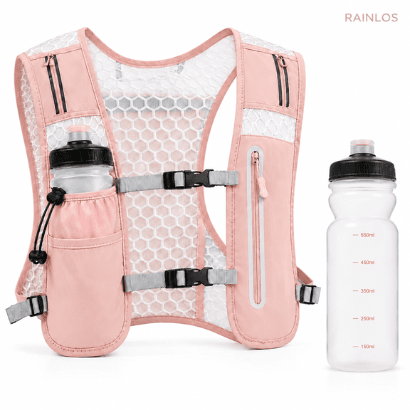 Hydration Running Vest with 500ml Soft Flask, Lightweight Reflective Backpack for Marathon Trail Run, Adjustable Chest Straps, 3 Colors
