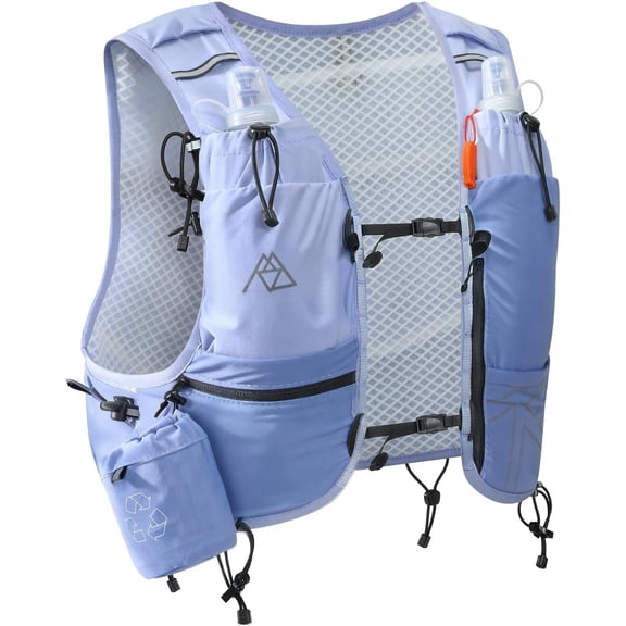 Hydration Running Vest with Water Bottles for Women Men, Adjustable Lightweight 8L Water Backpack with Soft Flasks for Trail Running