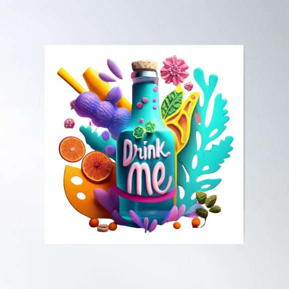 Hydration Station Drink Me Poster Wall Art, Modern Wall Decor For Living Room Bedroom, 17x17 UNFRAMED