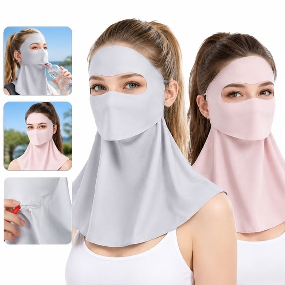 Design Cover Two Color Hydration Sun Face Mask 2 Pack, Drinking Hole Design Full Face Cover ...