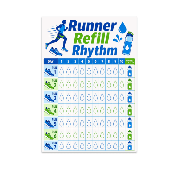 Hydration Tracking Chart - Runner Refill Rhythm - 13x19 Poster Print