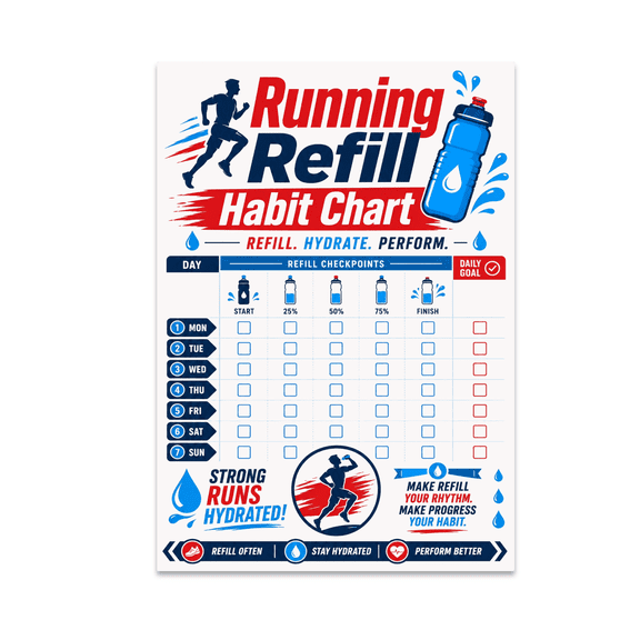 Hydration Tracking Guide - Runners - 13x19 Glossy Poster Print