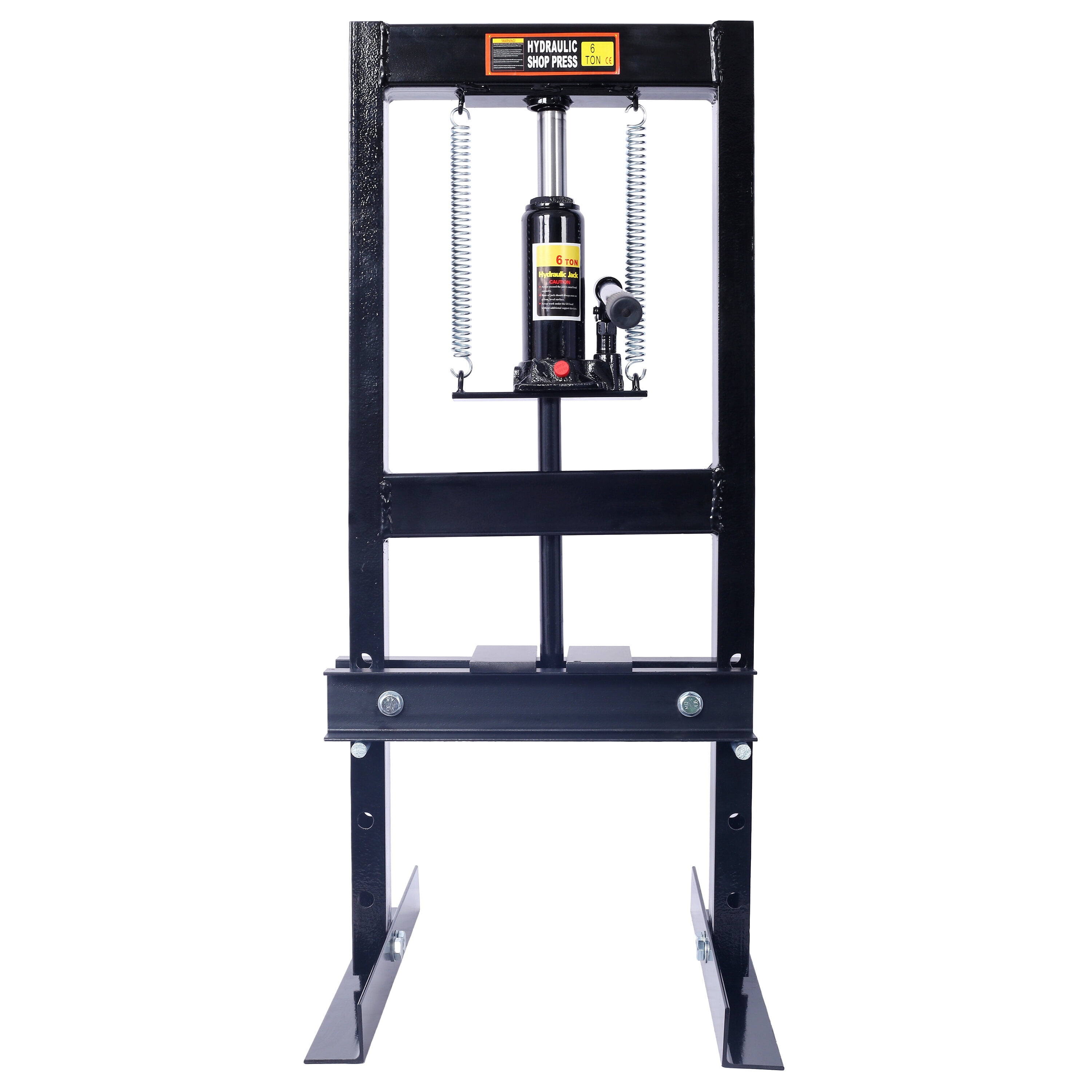 , Hydraulic 6 Ton H-Frame Garage Floor Adjustable Shop Press with Plates, 6T, black, Black ,Steel ,