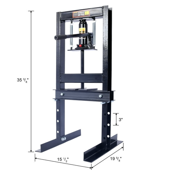 Hydraulic 6 Ton H-Frame Garage Floor Adjustable Shop Press with Plates, 6T, black,