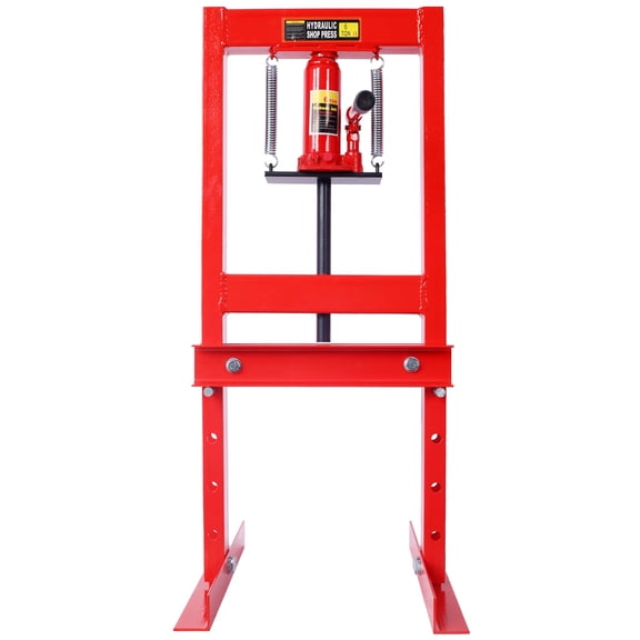 Hydraulic 6 Ton H-Frame Garage Floor Adjustable Shop Press with Plates, 6T,red,