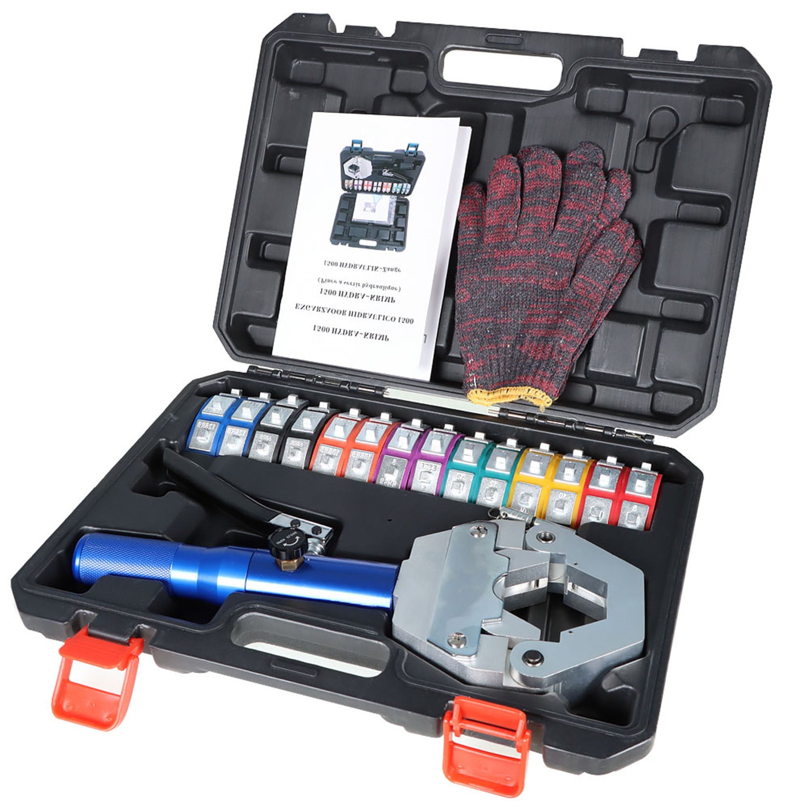 Hydraulic AC Hose Crimper Kit Hydraulic Hose Crimper Hydra-Crimp 71500 Hydraulic Hose Crimping Tool with 7 Pairs of Dies Set for Barbed Beaded Hose Fittings