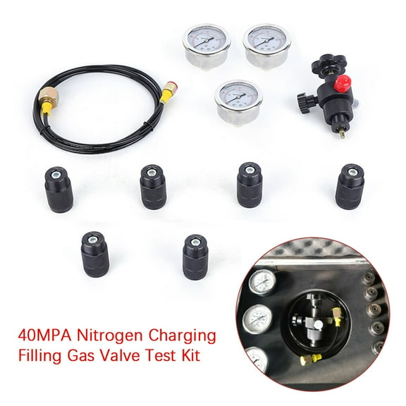 Hydraulic Accumulator Nitrogen Charging Gas Valve Fill Pressure Test 2M Hose Kit