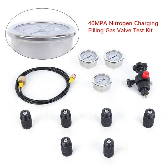 Hydraulic Accumulator Nitrogen Charging Gas Valve Fill Pressure Test Kit+2M Hose