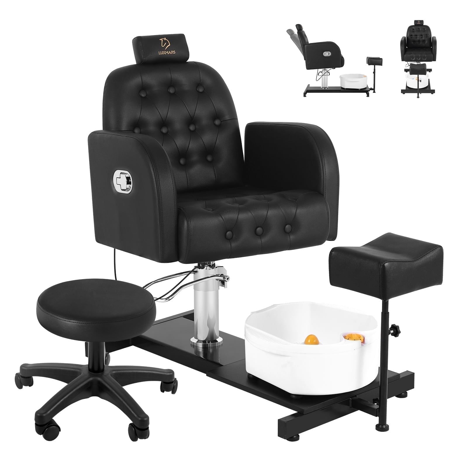 Pedicure Chair No Plumbing, 360° Rolling Pedicure Chair with