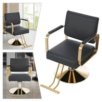 Salon Chair 360° Rotating Hydraulic Adjustable Height Hairdressing Chair Black Gold 440lbs Capacity