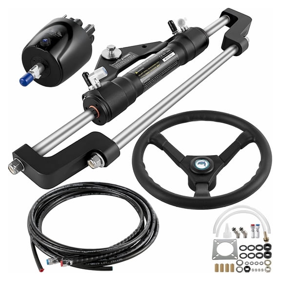 Hydraulic Boat Steering Kit 300HP Outboard - Helm Pump, Hose & Wheel - Marine Steering System for Cruisers, Fishing Boats & Runabouts