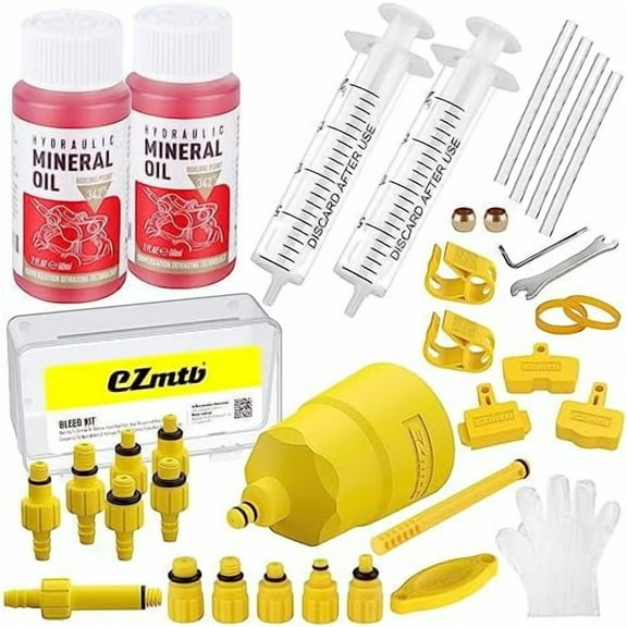 Hydraulic Brake Bleed Kit for ,TEKTRO, MAGURA and Other Mineral Oil Brake Systems, Brake Fluid Change Hydraulic Kits, Including High Performance Brake Fluid Mineral Oil 120ml