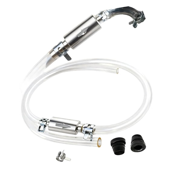 Hydraulic Brake Bleeder Hose Set with Check Fitting, for Vehicle Maintenance Tasks and Service Transparent Fluid Tube and Metal Body