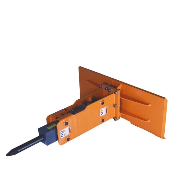 TMG Industrial 30-70 HP Skid Steer Hydraulic Breaker, 2" Moil Point Chisel, 510 J Impact Energy, Universal Mount, TMG-HB53S