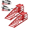 thumbnail image 1 of Hydraulic Car Ramps 2 Pack - 11000Lbs Capacity Low Profile Vehicle Ramps for Oil Changes, Trucks, Trailers & Garage Auto Repair, Heavy Duty Steel Construction, Red, 1 of 6