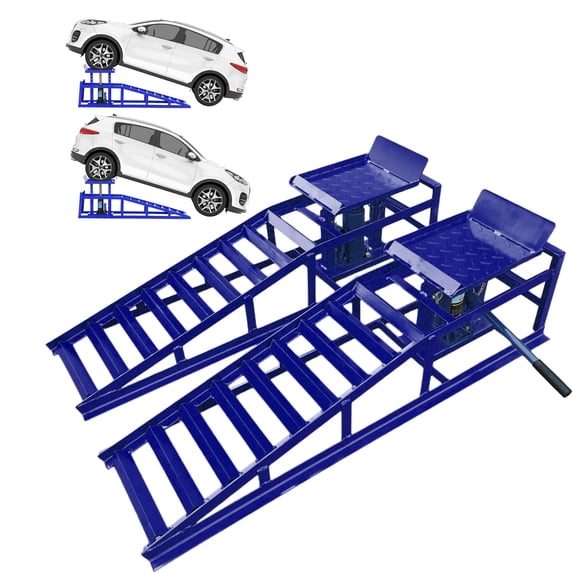 Hydraulic Car Ramps 2-Pack - 5 Ton (11023 lbs) Capacity Adjustable Vehicle Lift for Garage Maintenance & Oil Changes