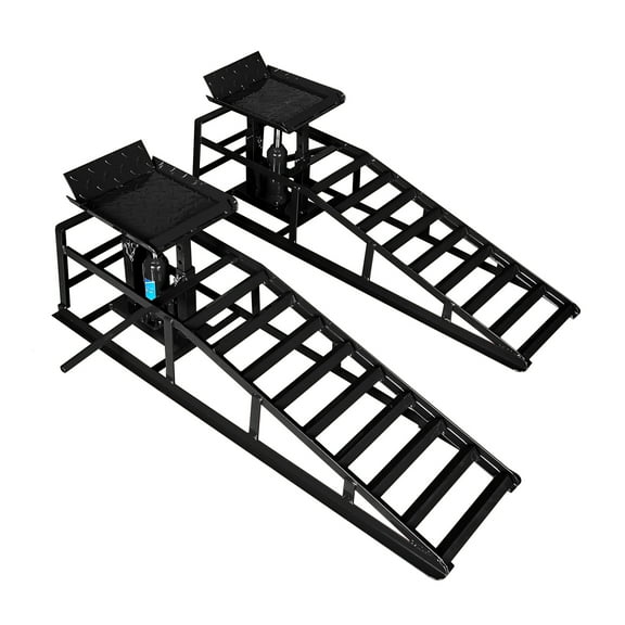 2-Pack 11,000Lb Capacity Hydraulic Car Ramps, Low Profile Vehicle Lift Ramps with Safety Lock for Oil Changes & Repairs