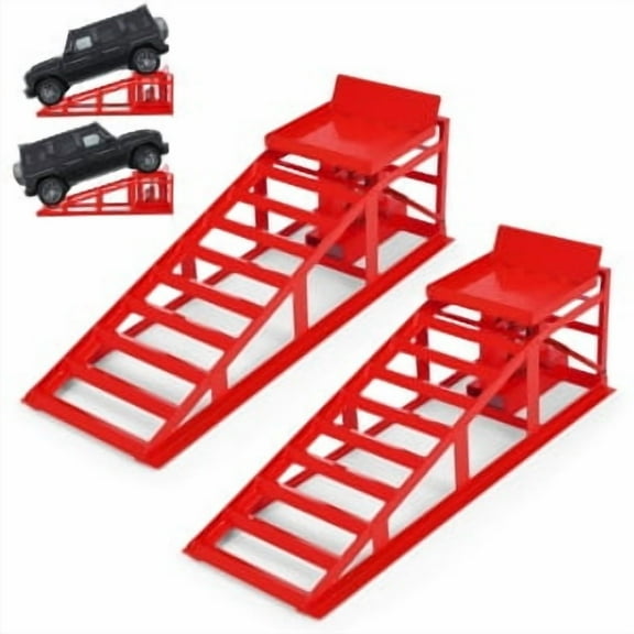 Hydraulic Car Ramps 5T,2pcs Heavy Duty Steel Automotive Vehicle Ramps Lift Height 11.61"-16.21", Low Profile Portable Car Lift Service Ramps for SUVs Truck Trailer Garage