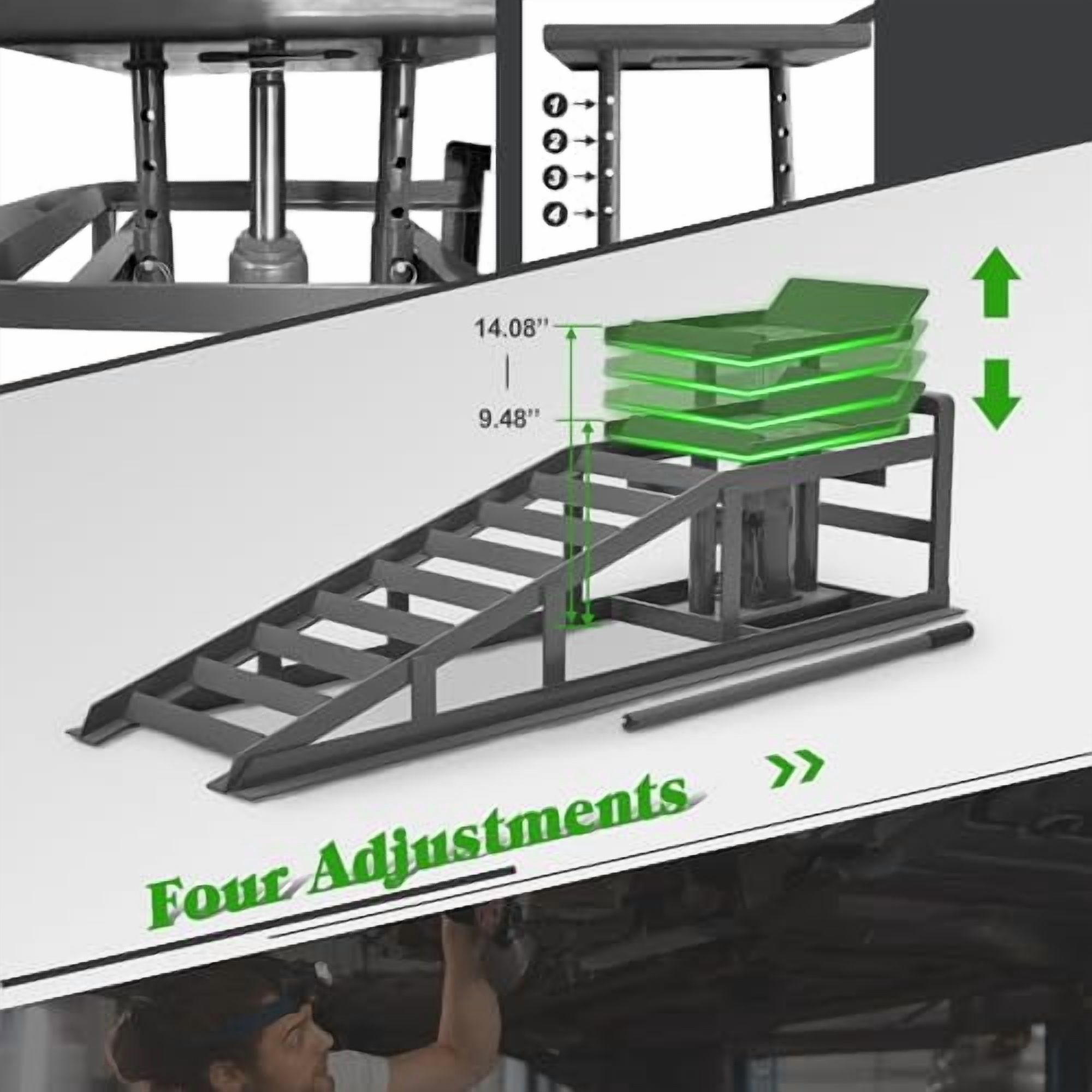 Hydraulic Car Ramps/Portable Auto Ramps 11000 lbs - 2-Pack Heavy-Duty ...