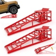 thumbnail image 1 of Hydraulic Car Ramps with wheel, 2 Pack Car Ramp High Lift, 11000LBS Automotive Truck Cars Service Ramps, Low Profile Oil Change Ramps with Support Jack for Car Truck Trailer Garage Repair (Red), 1 of 8