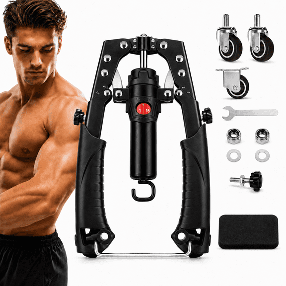 Hydraulic Chest Exerciser, 3-in-1 Chest Press Machine with Ab Roller Power Twist Workout Equipment