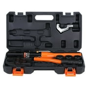 Hydraulic Copper Pipe Crimper Tool with 1/2", 3/4", 1" Jaw Sets for Tight Spaces and Tee Fittings, Professional PEX and Copper Tube Pressing Tool