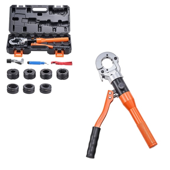 Hydraulic Copper Pipe Press Crimp Tool Kit with Storage Case, Dies for 1/2", 3/4", 1" Copper Tube & 3/8"-1" ASTM F1807 PEX Copper Rings