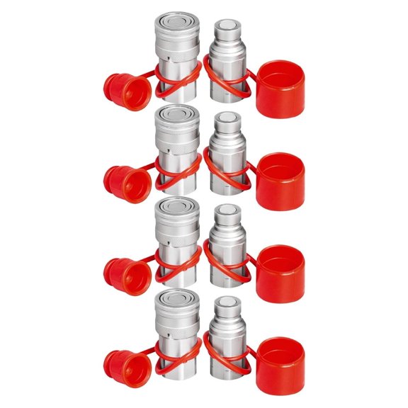 Hydraulic Coupler 1/2 Inch NPT Thread, 4 Pairs Quick Connect Hydraulic Fittings 45.5L/min 4000 PSI Hydraulic Quick Connect Couplers