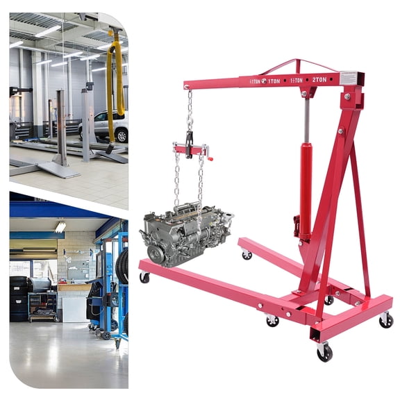 Hydraulic Crane with Engine Leveler, 2T Max. Load Capacity Folding Hydraulic Crane, Folding Hydraulic Crane with Wheels