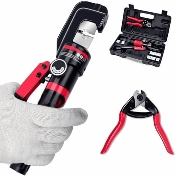 Hydraulic Crimping Tool & Cable Cutter Kit, 10 US TON 12 AWG to 2/0 Heavy Duty Crimper Kit with 9 Die for Electrical Terminal Cable Lug, Wire Terminal Lug$$Tools & Hardware Other