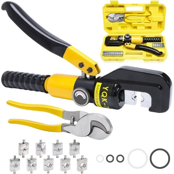 Hydraulic Crimping Tool and Cutter Set, Hydraulic Crimper, 12 AWG to 2/0 AWG, Cable Crimper with 9 Crimping Dies, for Industrial and Residential Electrical Work$$Tools & Hardware Other