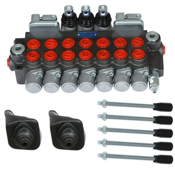 Hydraulic Directional Control Valve 7 Spool 2 Joystick 11GPM 40 L BSPP Port Double Acting for Tractors Loaders Tanks