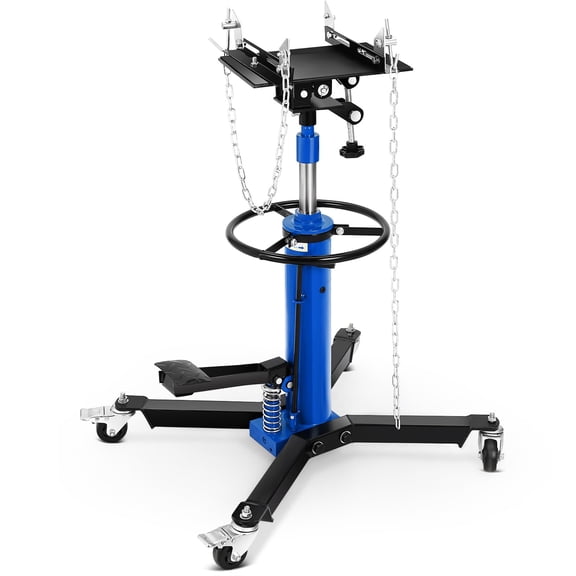 Hydraulic Drivetrain Jack - 2-Stage Telescopic Lift, 1322 lbs (3/5 Ton) Capacity - 34"-68" Range,Floor Jack, Foot Pedal, 360° Swivel Wheels, Adjustable, Auto Repair-Blue, 1322 lbs