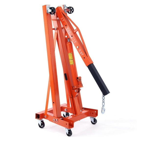 Hydraulic Engine Hoist 2 Ton, 4400 LBS Cherry Picker Crane, Foldable Shop Crane & Leveler for Auto Repair, Motor Lifting, Weights - Heavy Duty