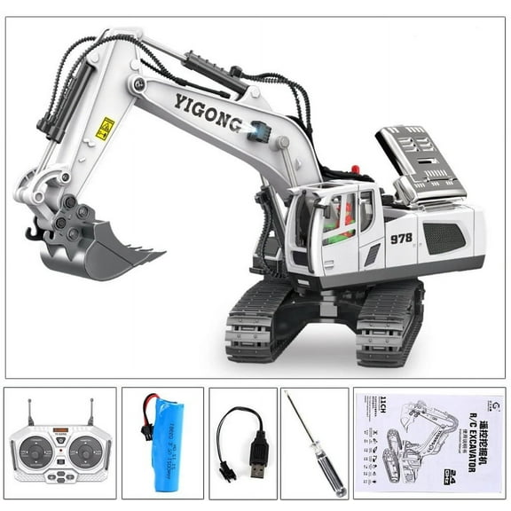 Hydraulic Excavator RC Toys Full Metal 18 Channel Control Model,Alloy Structure Hydraulic Sy RC Toys Precision Valve Servo Operation RC Toys Rechargeable Battery Long Runtime RC Toys