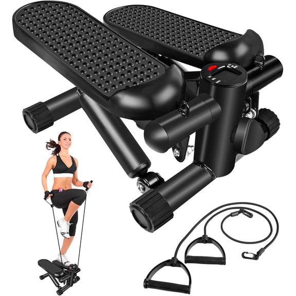 Hydraulic Fitness Stepper with LCD - Mini Stepper and Resistance Bands
