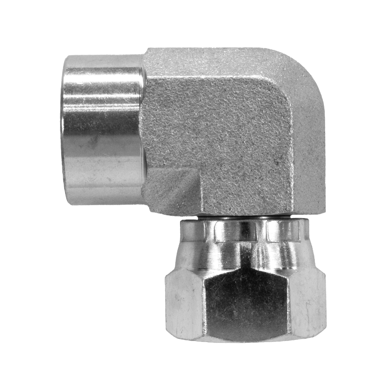  Hydraulic Fitting 3/8" Female Pipe X 3/8" Female Pipe Swivel 90 Carbon Illustration 