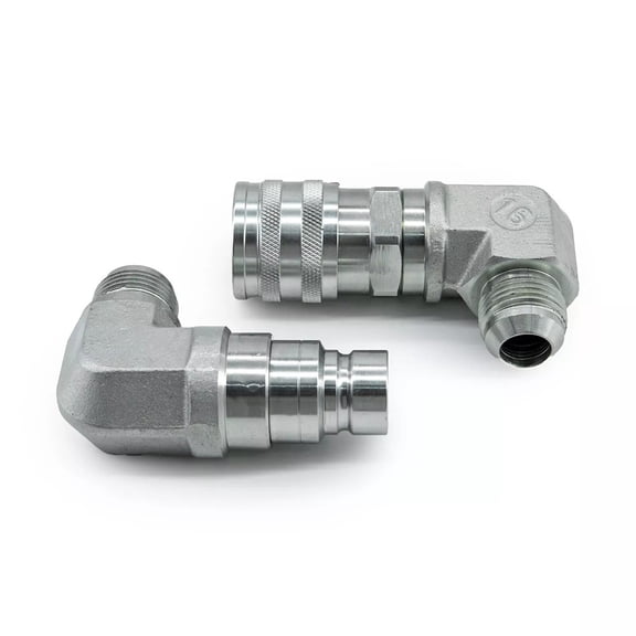 Hydraulic Flat Face Coupler Kit for Bobcat Skid Steer Loader, 1/2 Inch Body with 1-1/16 JIC Thread, Press-to-Connect Design for Excavator Attachments in Agriculture and Construction