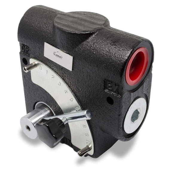 Hydraulic Flow Control Valve 0-30 GPM, #12 SAE Ports - Adjustable Speed Control for Hydraulic Motors & Cylinders, Cast Iron Body