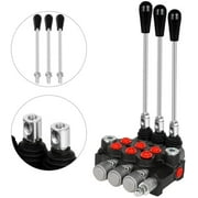 Hydraulic Flow Control Valve 3 Spool 11 GPM SAE Ports Adjustable Relief Lever Handle Double Acting Parallel Center Tractor Loader W/ Joystick for Small Tractors/Tanks Loaders Log Splitters