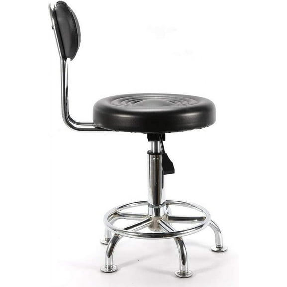 Hydraulic Garage Work Shop Chair, Adjustable Garage Stools for Workbench Shop Stool with Backrest Swivel Round Rolling Drafting Chair with Back Black