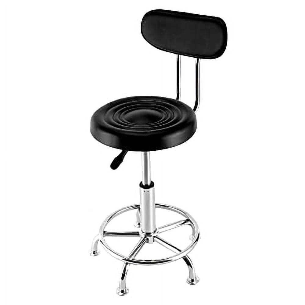 Hydraulic Garage Work Shop Chair, Modern Round Black Adjustable Height Bar Stool with Backrest