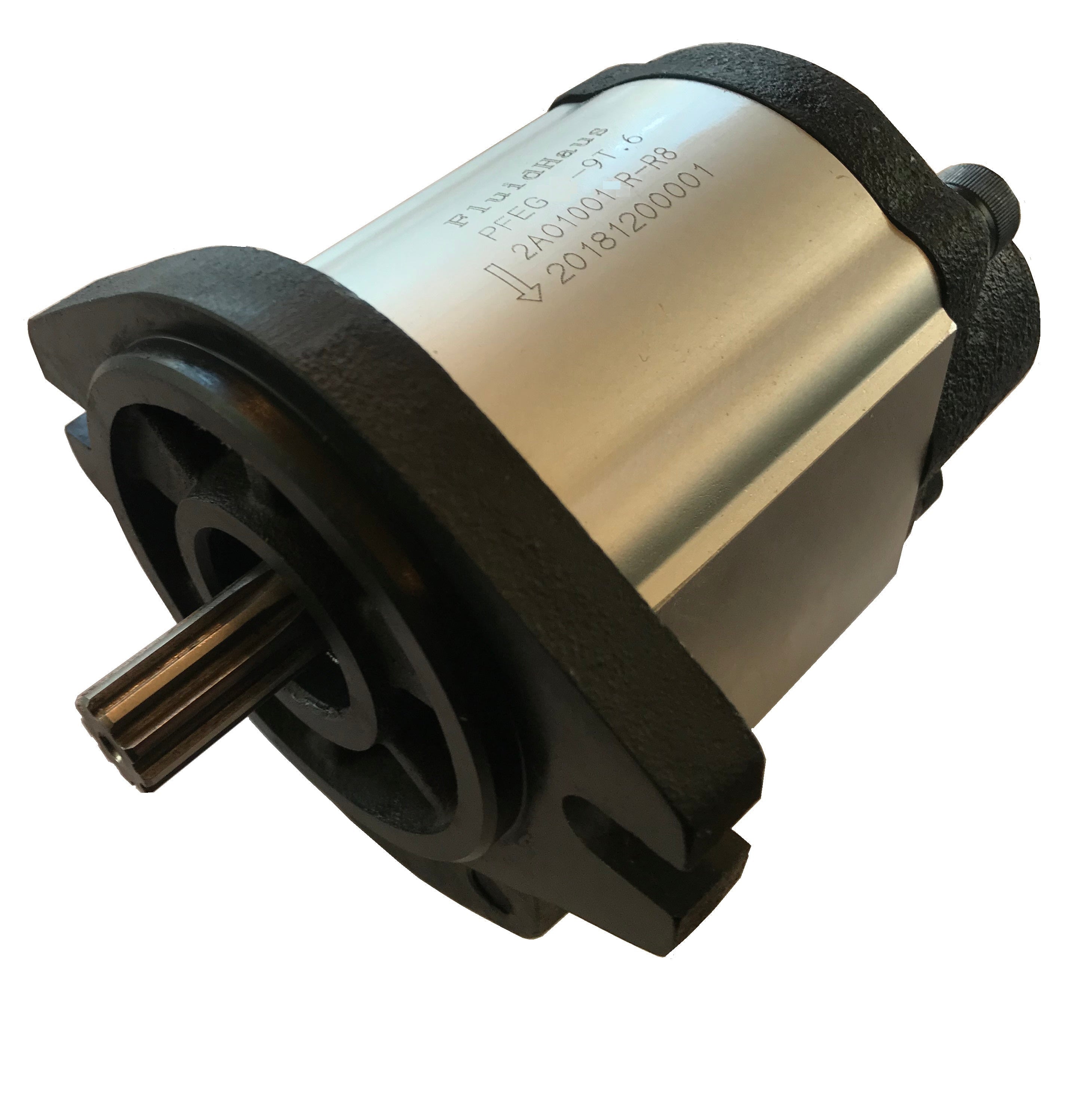 Hydraulic Gear Pump Sizes From 0 To 18 Gpm 3625psi SAE A Flange Side Ports CW-Rotation (Shaft: 5/8" Diameter Keyed, 12cc: 9gpm At Max. Rpm