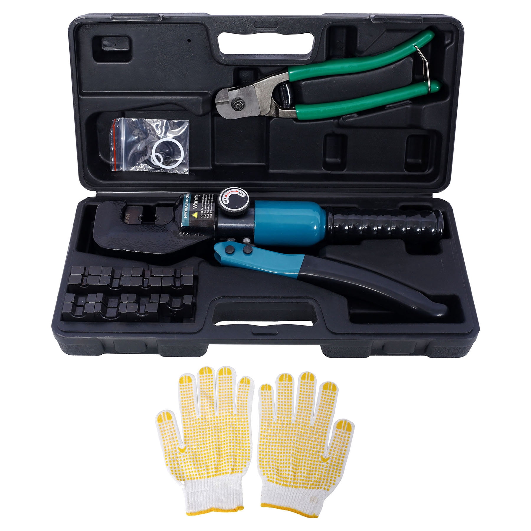 Hydraulic Hand Crimper Tool with High Crimping Force of 10T, Portable Crimping Swager with 9 Pairs Dies for Copper and Aluminum Wire， Electrical Connections