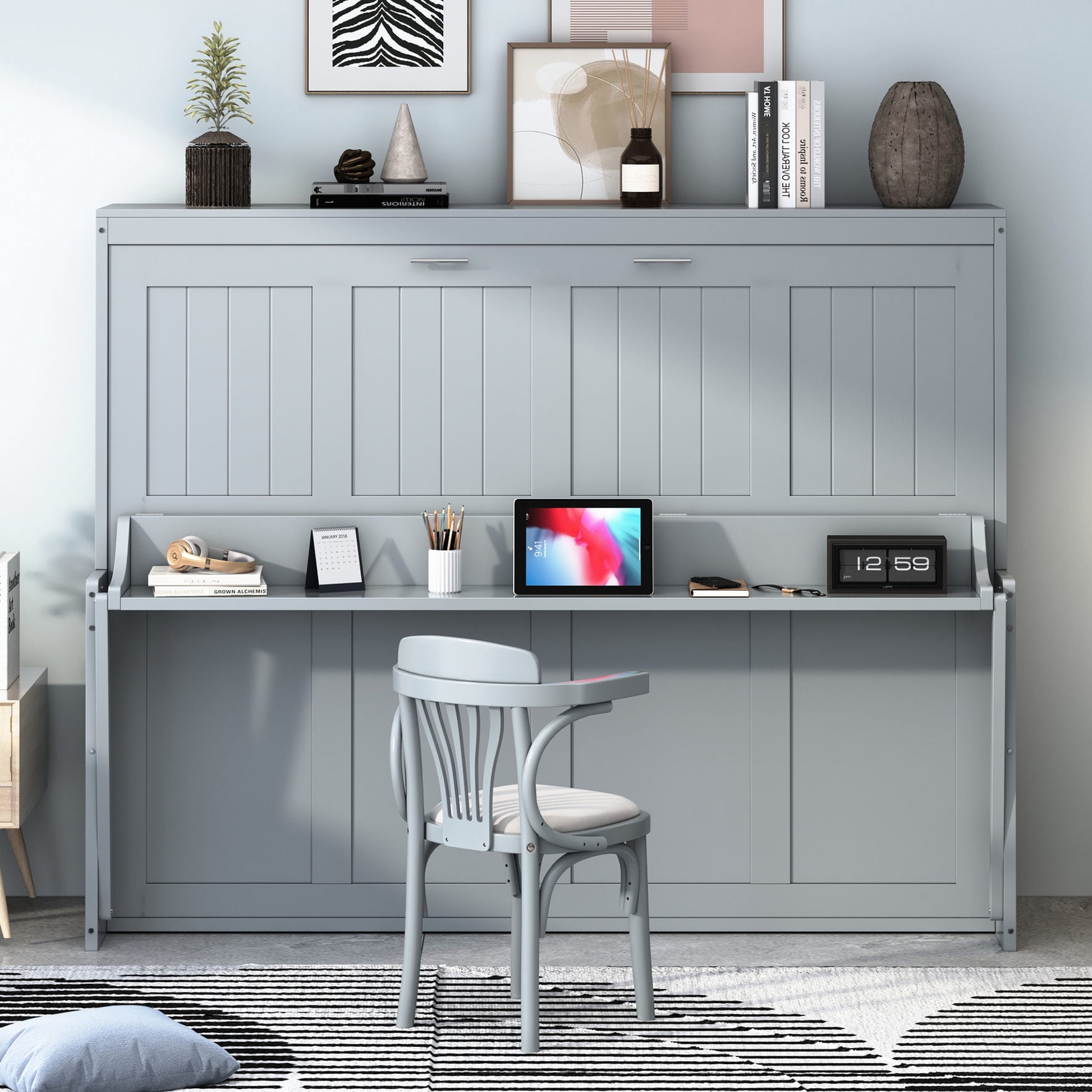 Hydraulic Hinges Murphy Bed - Fold Desk Away for More Space - Walmart.com
