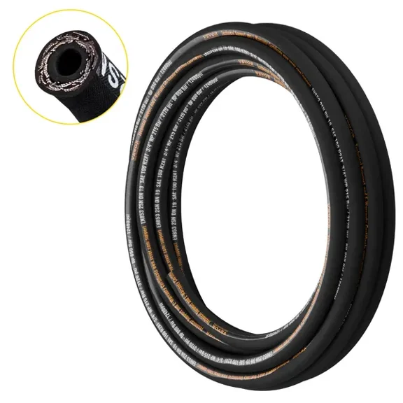 Hydraulic Hose 3/4 inch x 50 ft, Coiled Hydraulic Hose 3120 PSI, Rubber Hydraulic Hose with 2 High-Tensile Steel Wire Braid, Bulk Hydraulic Hose -20 to 140 Celsius, Hydraulic Oil Flexible Hose