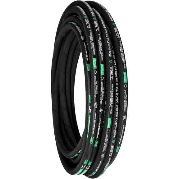 Hydraulic Hose Coiled 3118 PSI Rubber Hydraulic Hose with 2 High-Tensile Steel Wire Braid, Hydraulic Oil Flexible Hose (3/4 in x 100 ft)