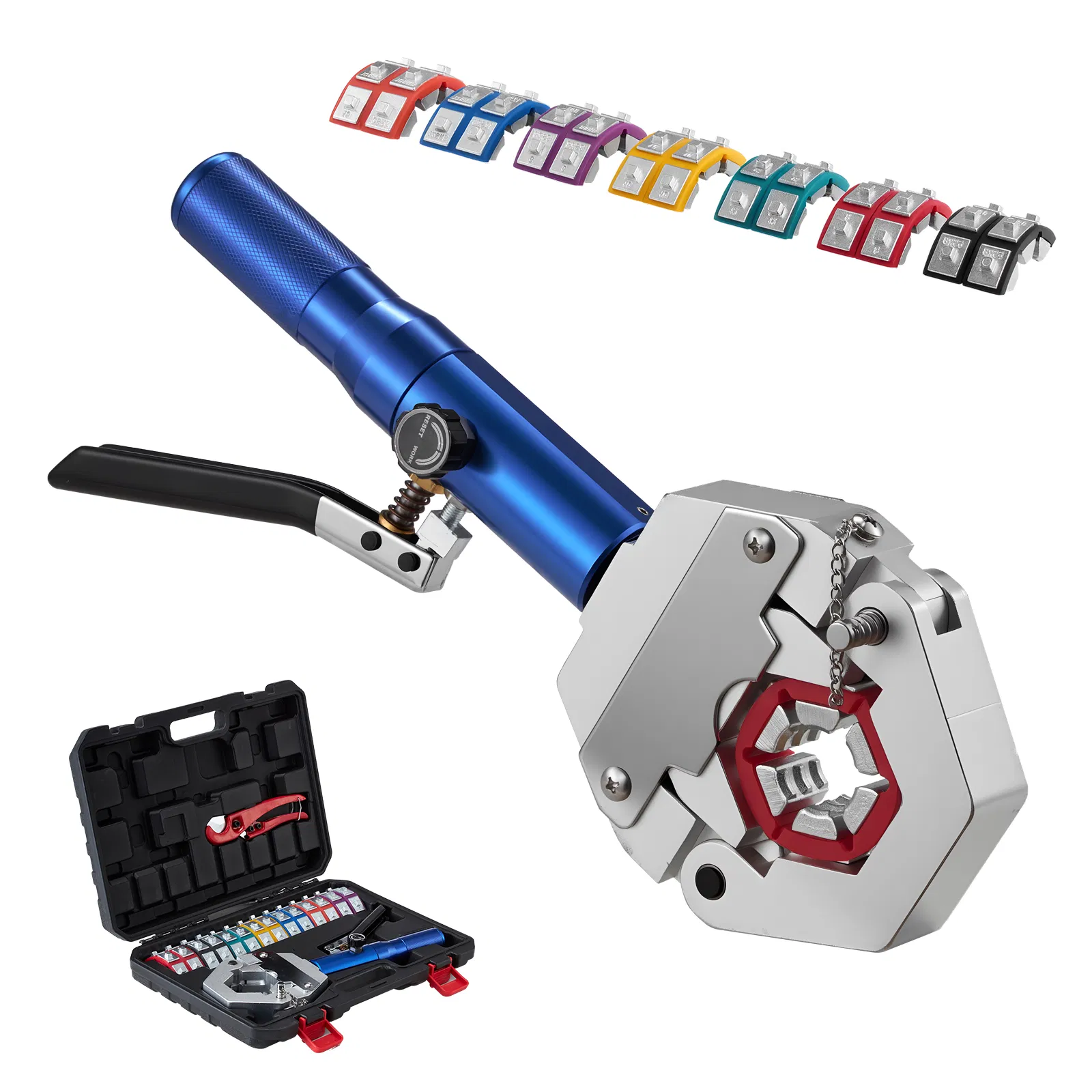 Hydraulic Hose Crimper Kit with 7 Dies for Automotive and Air Conditioning Repair,Manual A/C Hose Crimping Tool with Carrying Case