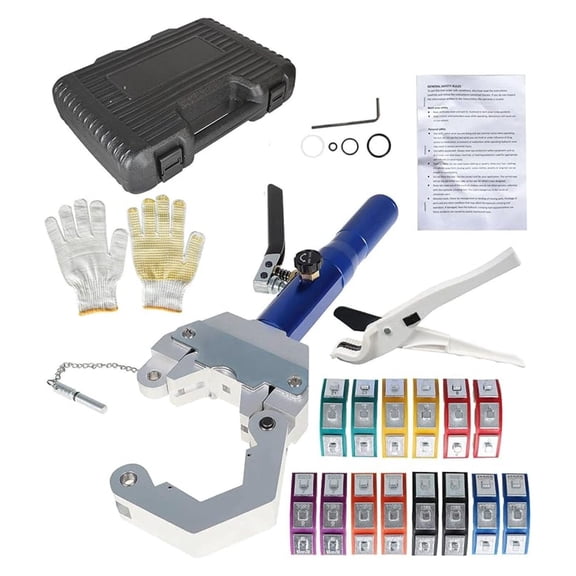 Hydraulic Hose Crimper Manual A/C Hose Crimper Kit Air Conditioning Repaire Handheld Hydraulic Hose Crimping Tool with 7 Die Set Fit for Barbed and Beaded Hose Fittings